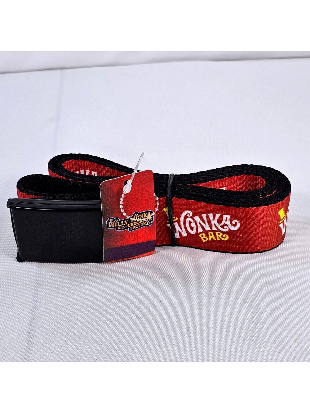 Willy Wonka Chocolate Factory Wonka Bar Buckle-Down Web Belt Black Maroon New